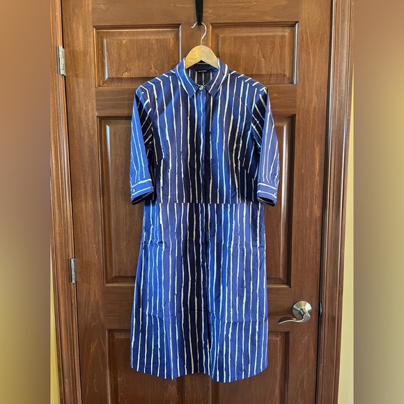 Marimekko Shirt Dress Piccolo Stripes Blue and White Size 40  (Medium) - Picture 3 of 15